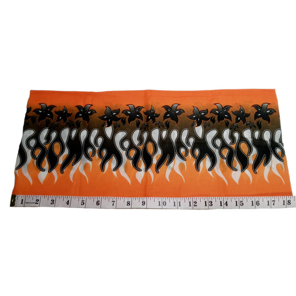 Orange Black Bandana Flames Face Mask Neck Gaiter Do Rag Halloween Costume - Picture 4 of 12